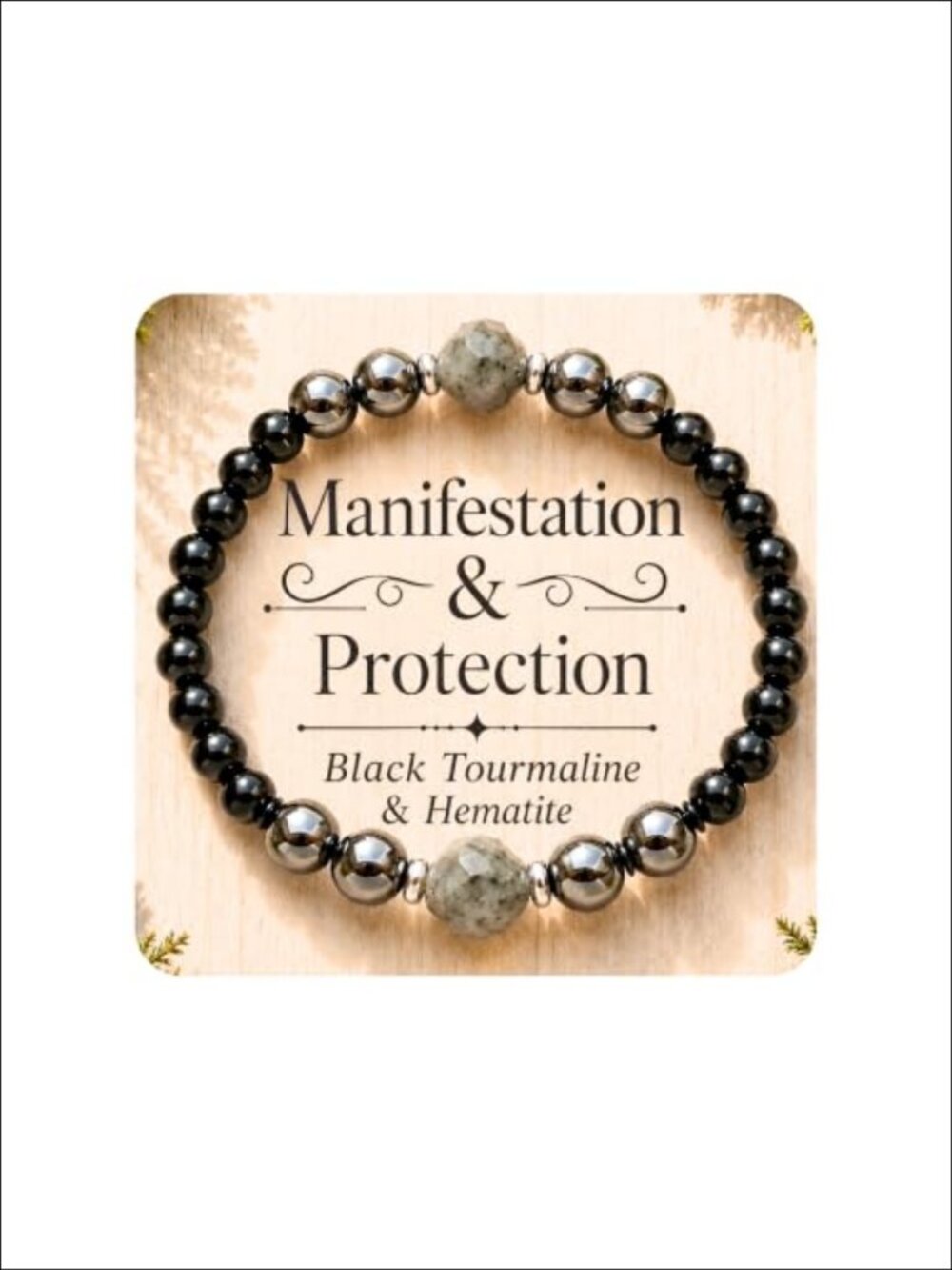 Genuine Black Tourmaline Hematite Obsidian Beaded Stretch Bracelet Healing